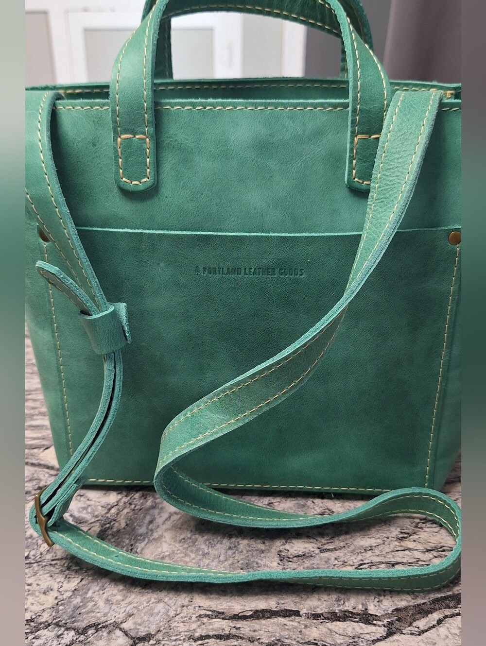 Portland Leather Mini Crossbody Tote, REEF, EUC - Picture 8 of 10
